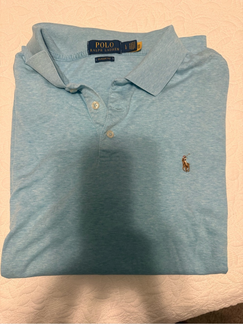 Polo by Ralph Lauren Heathered Light Blue Short Sleeve Polo